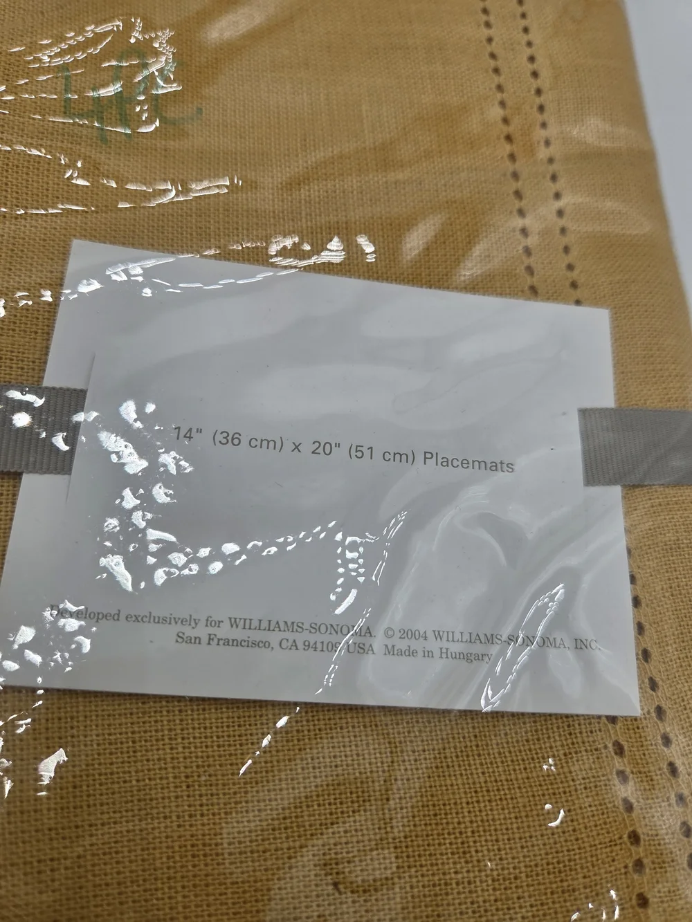 Williams Sonoma Mustard Yellow Hemstitched Linen Napkins & Placemats Set 4 NWT 1